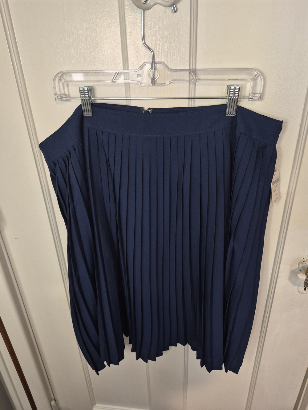 Lands' End Navy Pleated A-Line Skirt